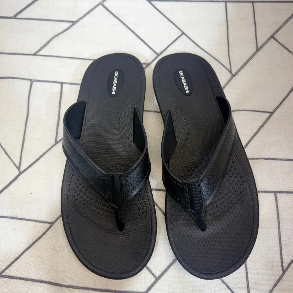 Okabashi Flip Flops LL 9.5-10.5 Black Mariner Thong Sandals Made in USA